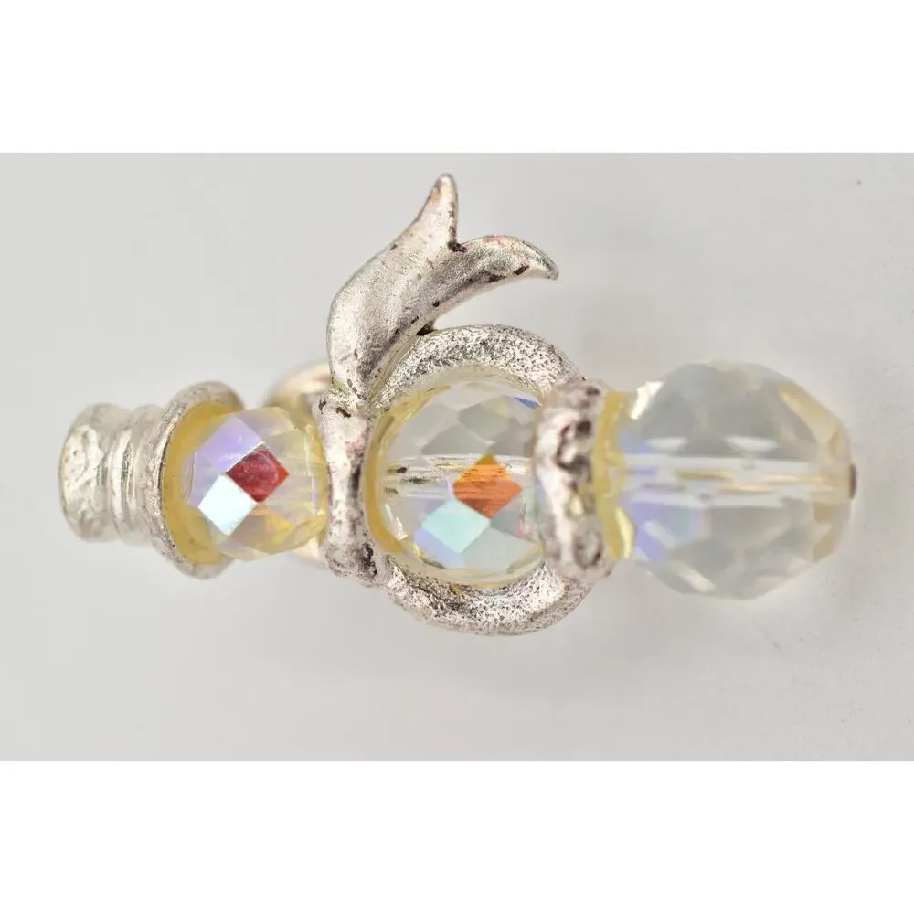 Olit Vintage Crystal Snowman Pin Brooch Tie Tac Aurora Borealis Signed BinAL
